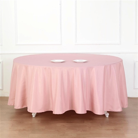120" Round Polyester Tablecloth - Dusty Rose
