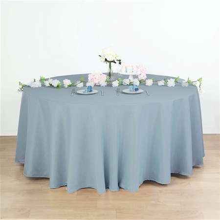 120" Round Polyester Tablecloth - Dusty Blue