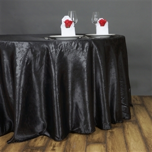 Lily Embossed Satin Tablecloth 120" Round - Black