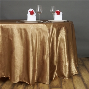 Lily Embossed Satin Tablecloth 120" Round - Gold