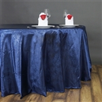 Lily Embossed Satin Tablecloth 120" Round - Navy Blue