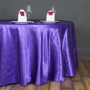 Lily Embossed Satin Tablecloth 120" Round - Purple