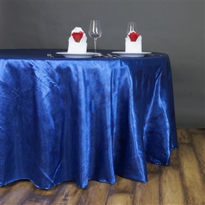 Lily Embossed Satin Tablecloth 120" Round - Royal Blue