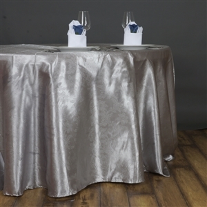 Lily Embossed Satin Tablecloth 120" Round - Silver