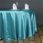 Lily Embossed Satin Tablecloth 120" Round - Turquoise