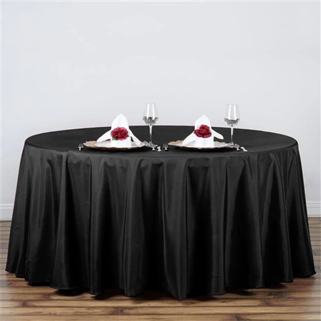120" Round Polyester Tablecloth - Black