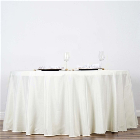 120" Round Polyester Tablecloth - Ivory