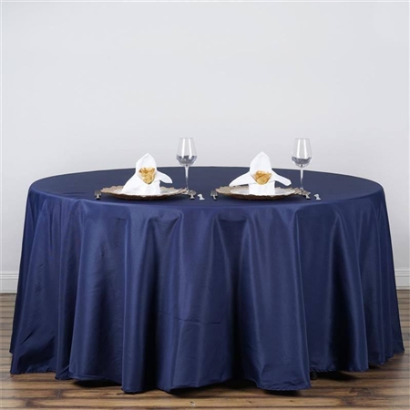 120" Round Polyester Tablecloth - Navy Blue