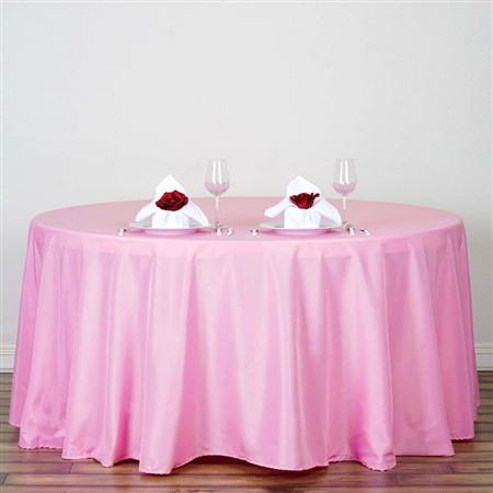 120" Round Polyester Tablecloth - Pink