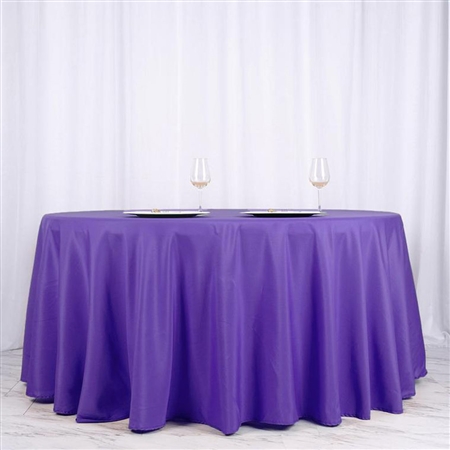 120" Round Polyester Tablecloth - Purple
