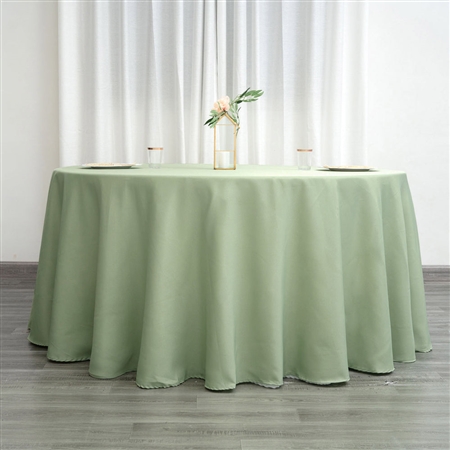 120" Round Polyester Tablecloth - Sage Green