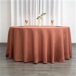 120" Round Polyester Tablecloth - Burnt Orange/Terracotta