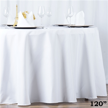 120" Seamless Value Plus Polyester Round Tablecloth - White