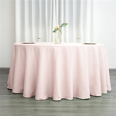 132" Round Polyester Tablecloth - Blush/Rose Gold