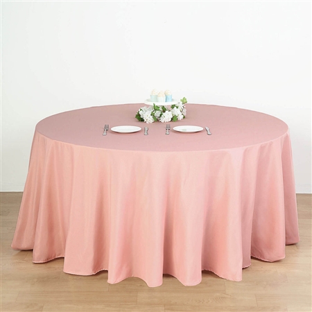 132" Round Polyester Tablecloth - Dusty Rose