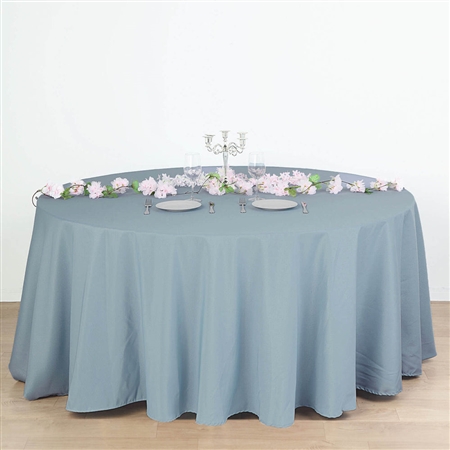 132" Round Polyester Tablecloth - Dusty Blue