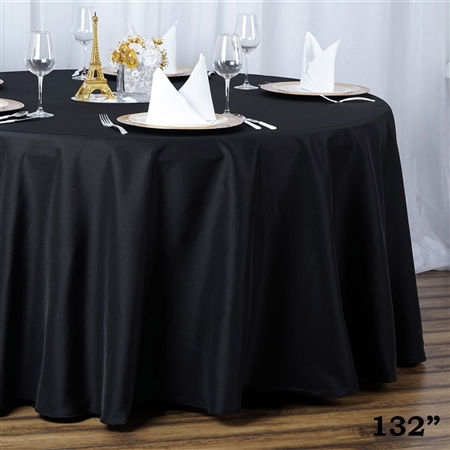 132" Seamless Value Plus Polyester Round Tablecloth - Black