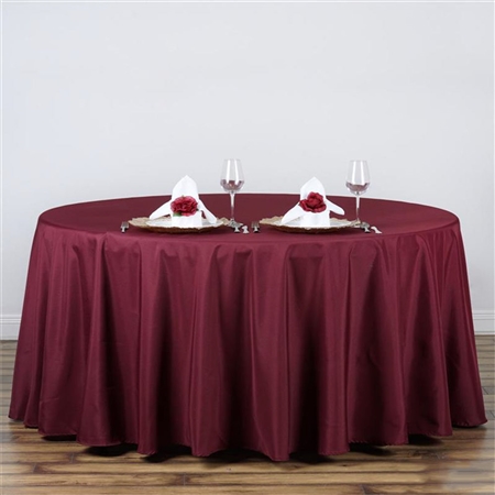 132" Round Polyester Tablecloth - Burgundy