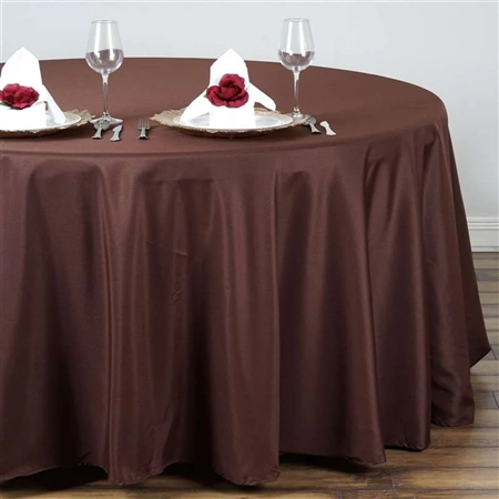 132" Round Polyester Tablecloth - Chocolate