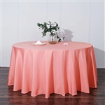 132" Round Polyester Tablecloth - Coral