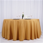 132" Round Polyester Tablecloth - Gold