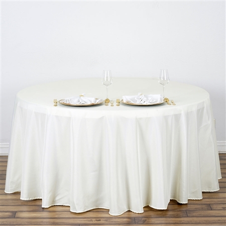 132" Round Polyester Tablecloth - Ivory