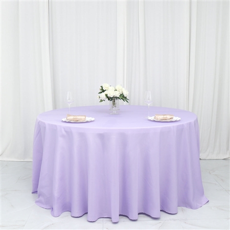 132" Round Polyester Tablecloth - Lavender