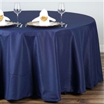 132" Round Polyester Tablecloth - Navy Blue