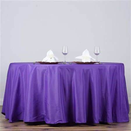 132" Round Polyester Tablecloth - Purple