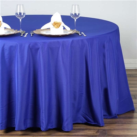 132" Round Polyester Tablecloth - Royal Blue
