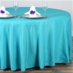 132" Round Polyester Tablecloth - Turquoise