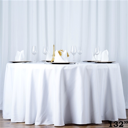 132" Seamless Value Plus Polyester Round Tablecloth - White
