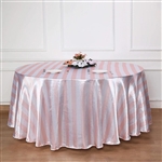 120" Stripe Satin Seamless Round Tablecloth - Blush/Rose Gold & White