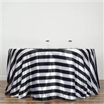 120" Stripe Satin Seamless Round Tablecloth - Black & White