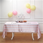 60"x102" Stripe Satin Seamless Rectangle Tablecloth - Blush/Rose Gold & White