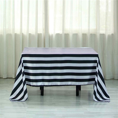 60"x102" Stripe Satin Seamless Rectangle Tablecloth - Black & White