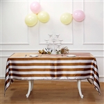 60"x102" Stripe Satin Seamless Rectangle Tablecloth - Gold & White