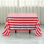 60"x102" Stripe Satin Seamless Rectangle Tablecloth - Red & White