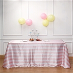 90"x132" Stripe Satin Seamless Rectangle Tablecloth - Blush/Rose Gold & White
