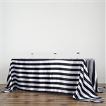 90"x132" Stripe Satin Seamless Rectangle Tablecloth - Black & White