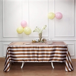 90"x132" Stripe Satin Seamless Rectangle Tablecloth - Gold & White