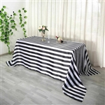 90"x156" Stripe Satin Seamless Rectangle Tablecloth - Black & White