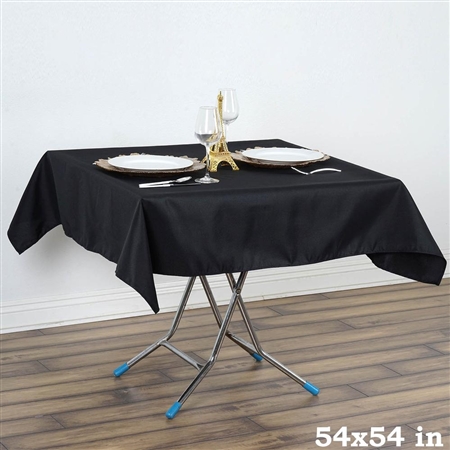 54" x 54" Wonderful Wrinkle and Stain Resistant Value Plus Polyester Tablecloth - Black