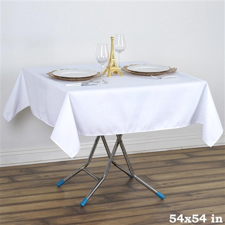 54" x 54" Wonderful Wrinkle and Stain Resistant Value Plus Polyester Tablecloth - White