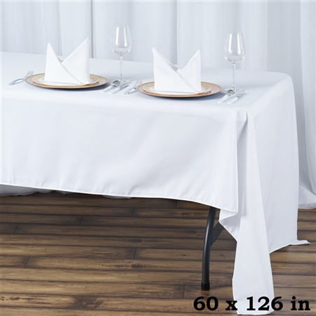 60x126" Seamless Value Plus Polyester Tablecloth - White