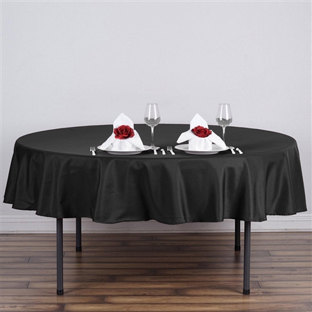 70" Round Polyester Tablecloth - Black