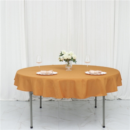 70" Round Polyester Tablecloth - Gold