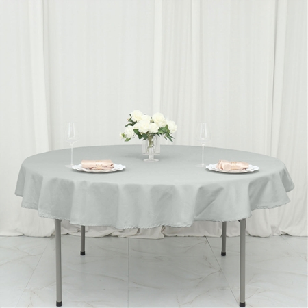70" Round Polyester Tablecloth - Silver
