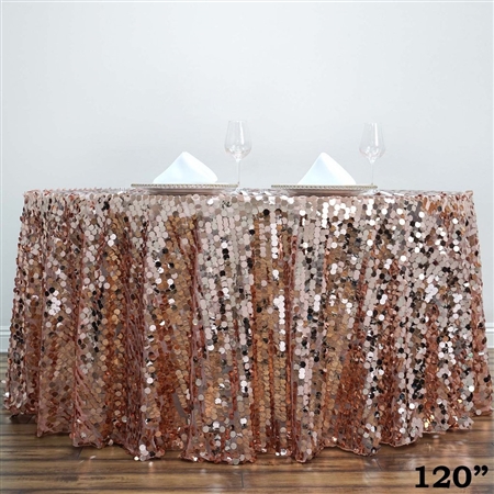 120" Blush Wholesale Big Payette Sequin Round Tablecloth for Wedding Banquet Party