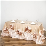 90"x156" Rectangular Lamour Satin Rosette Oblong - Champagne